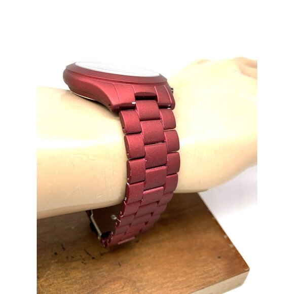 Michael Kors Men's Watch MK9061 Slim Runway Quartz Black Dial Red Steel 44mm - Picture 12 of 14